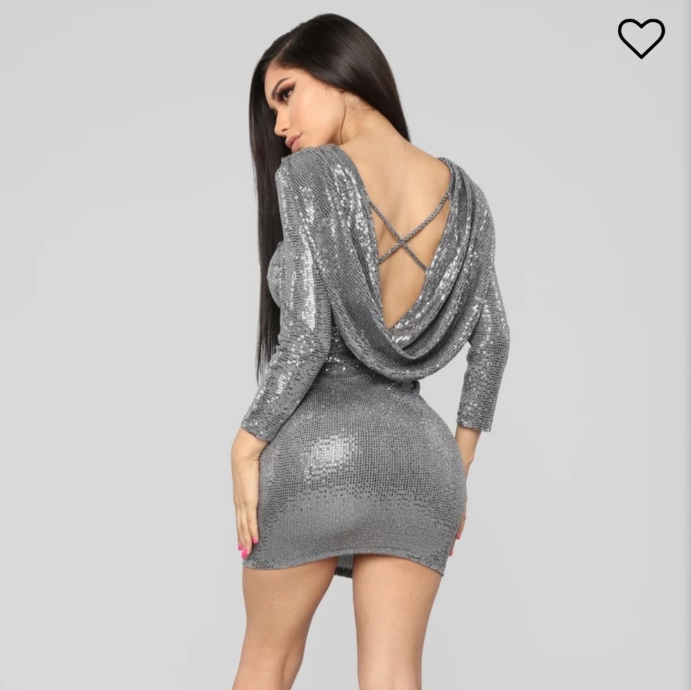 Sequin Mini Dress - Silver - Picture 3 of 6